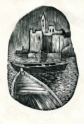 Boats, Wood engraving